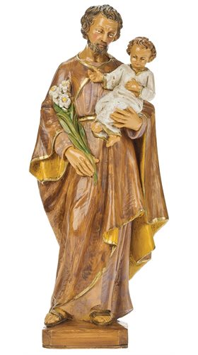 Statue Saint Joseph, résine colorée, 25,4 cm