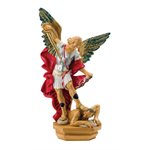 Statue Saint Michel, résine colorée, 25,4 cm