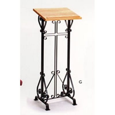 Lutrin en chêne pâle et fer forgé sur pied 45" Ht. x 16" L.