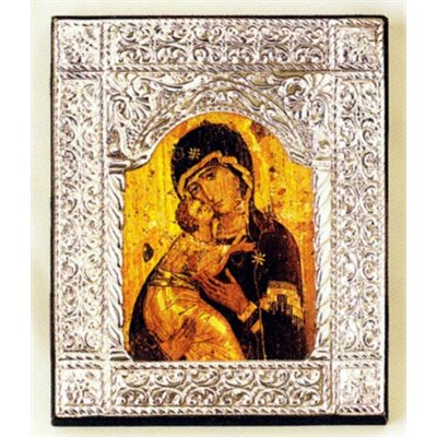 Icône Vierge de Vladimir 7" (18 cm) en argent sterling