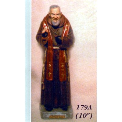 Padre Pio Resin Statue, 10" (25.5 cm)