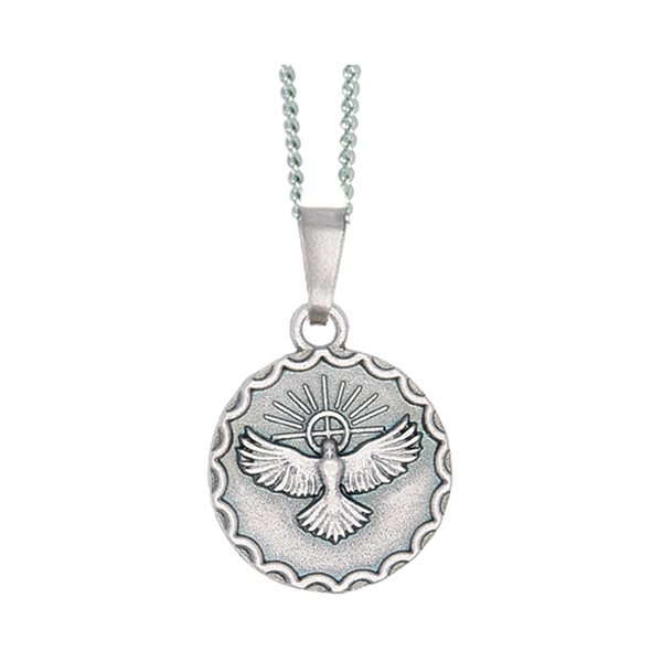 Pendentif médaille « St-Esprit » argent, 2,2 cm, chaîne 24''