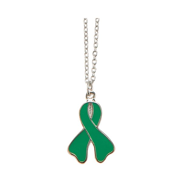 "Kidney Cancer" Silver & Green Pendant, 20"