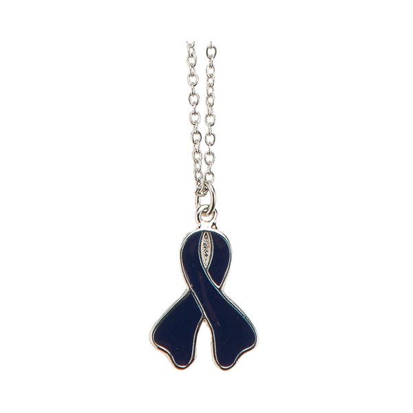 "Colon Cancer" Silver & Dark Blue Pendant, 20"