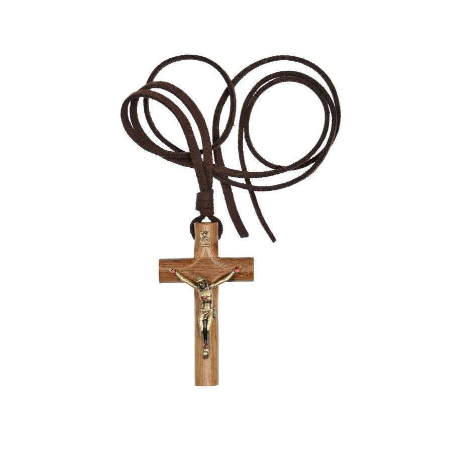 Collier ajust. crucifix 6 cm, " Christ ", doré