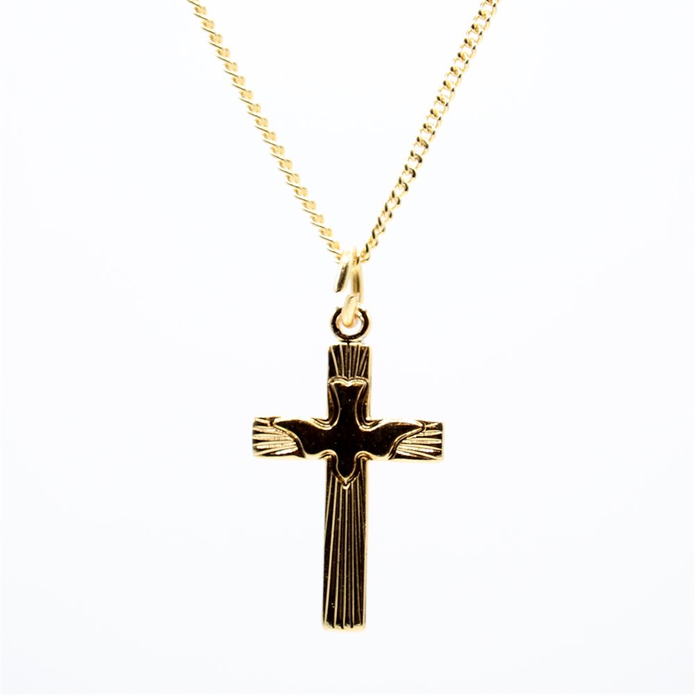 Cross pendant confirmation with gold chain 18"