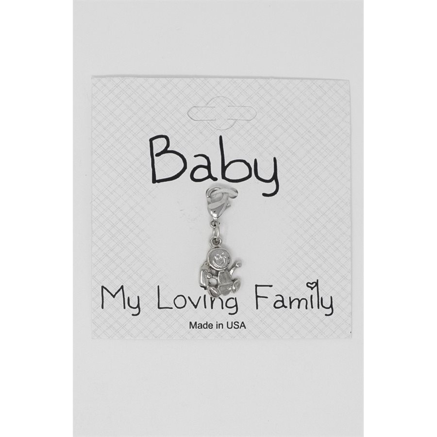Breloque « Baby »en métal arg. pour bracelet, Anglais Breloque « Baby »en métal arg. pour bracelet, Anglais