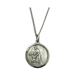 Boxed "Guardian Angel" Silv. Medal w / Chain, 18"