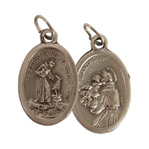 ''St. Anthony & St. Francis'' Oxidized Medal / ea