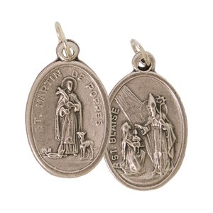 ''St. Martin & St. Blaise'' Oxidized Medal''