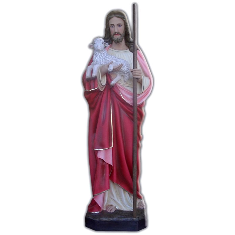 Statue ext. Bon Pasteur 63" (160 cm) en FDV Couleur