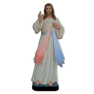 Statue ext. Jésus Miséricordieux 47" (120 cm) en FDV Couleu