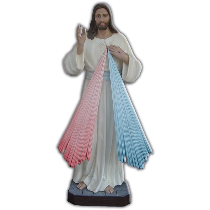 Statue ext. Jésus Miséricordieux 71" (180 cm) en FDV Couleu