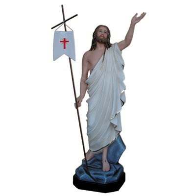 Statue ext. Christ Ressuscité 43" (110 cm) en FDV Couleur