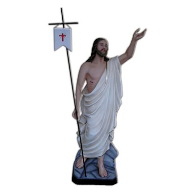 Statue ext. Christ Ressuscité 51" (130 cm) en FDV Couleur