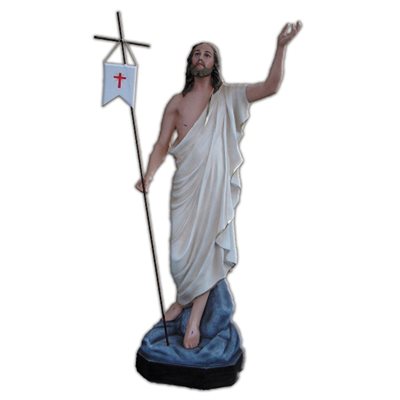 Risen Christ Color Fiberglass Outdoor Statue, 65" (165 cm)