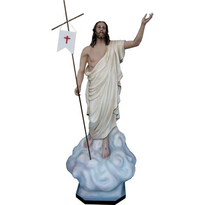 Statue ext. Christ Ressuscité 79" (200 cm) en FDV Couleur