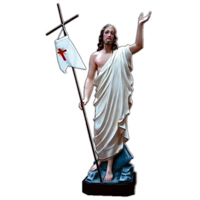 Statue ext. Christ Ressuscité 33.5" (85 cm) en FDV Couleur