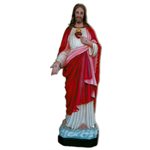 Sacred Heart of Jesus Color Fiberglass Outdoor Statue, 43"