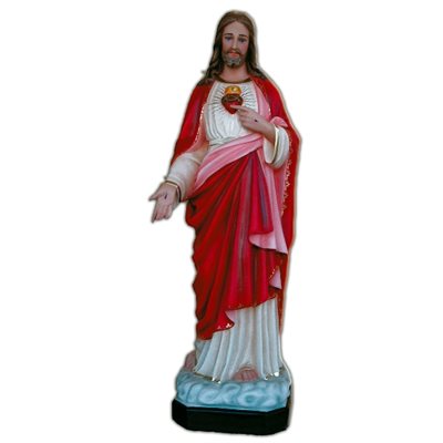 Sacred Heart of Jesus Color Fiberglass Outdoor Statue, 43"