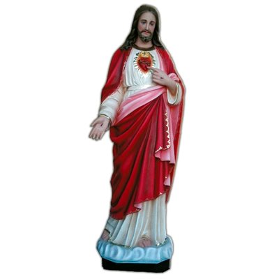 Sacred Heart of Jesus Color Fiberglass Outdoor Statue, 51"