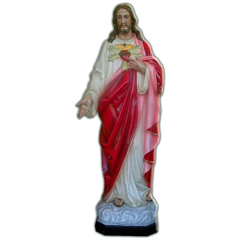 Statue ext. Sacré-Coeur de Jésus 71" (180 cm) en FDV Couleur