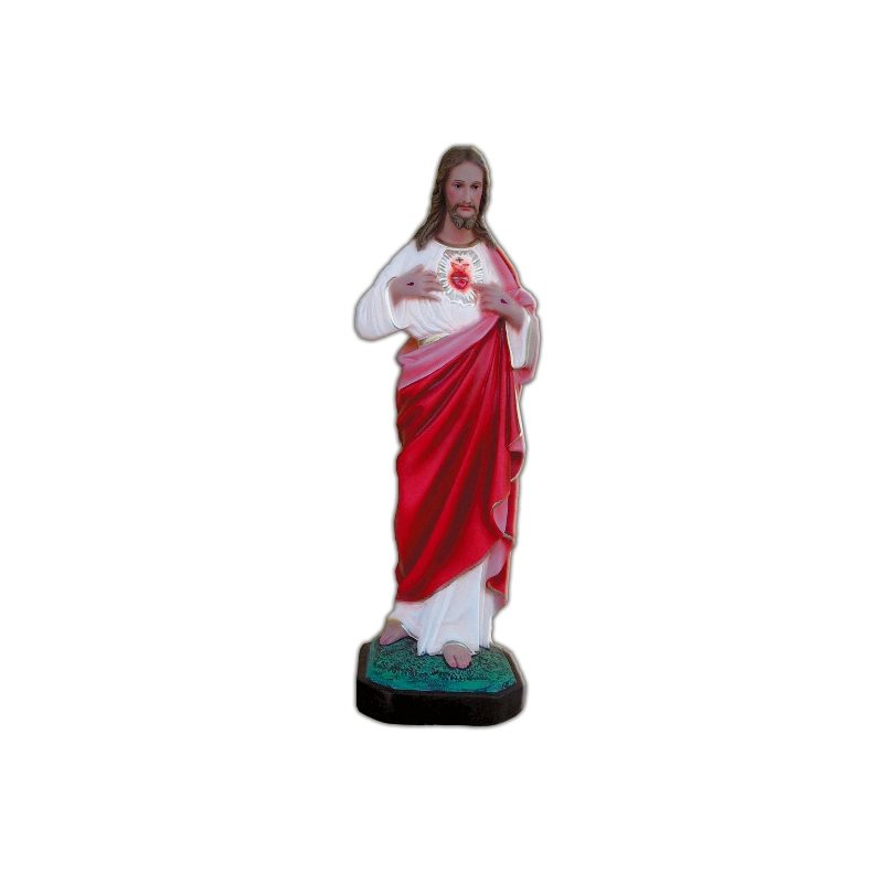 Sacred Heart of Jesus Color Fiberglass Outdoor Statue, 26"