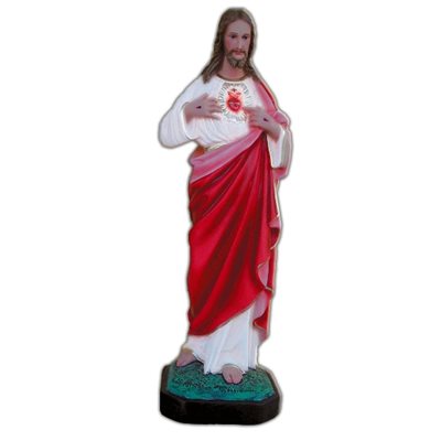 Sacred Heart of Jesus Color Fiberglass Outdoor Statue, 26"