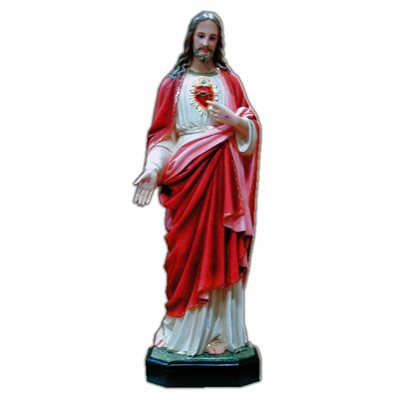Sacred Heart of Jesus Color Fiberglass Outdoor Statue, 33.5"