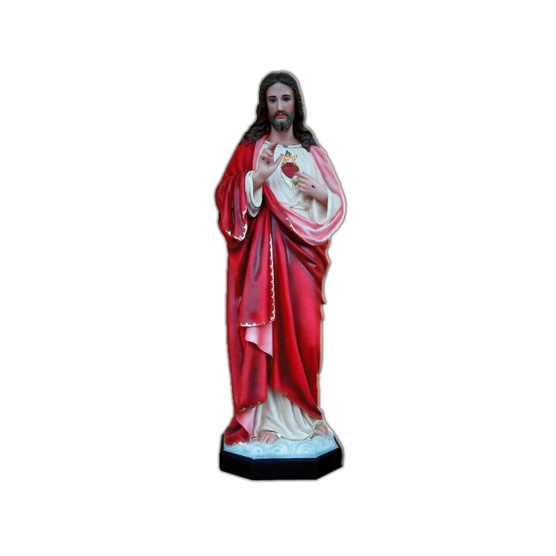 Sacred Heart of Jesus Color Fiberglass Outdoor Statue, 63"