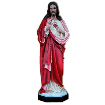 Sacred Heart of Jesus Color Fiberglass Outdoor Statue, 63"