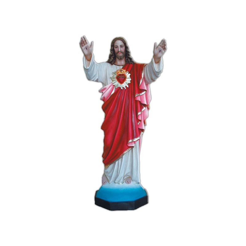 Statue ext. Sacré-Coeur de Jésus 63" (160 cm) en FDV Couleur