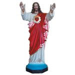 Statue ext. Sacré-Coeur de Jésus 63" (160 cm) en FDV Couleur