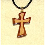 Pendentif croix & corde en érable & bubinga, 1" (2.5 cm)