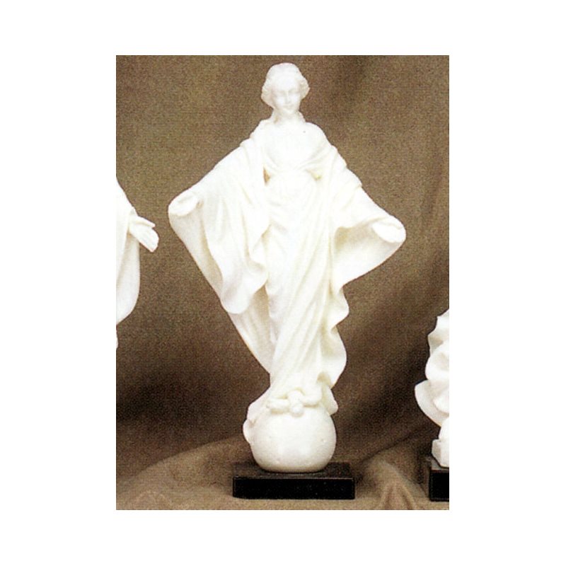 Our Lady of Smilling White Marble Dust Statue, 9" (23 cm)