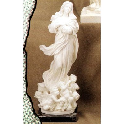 Our Lady of Assumption White Marble Statue, 13" (33 cm)