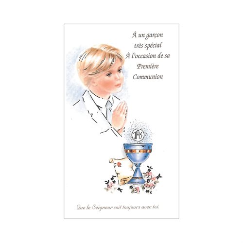 12 Communion Cards for Boy w / Env., 4¼" x 7¼", French