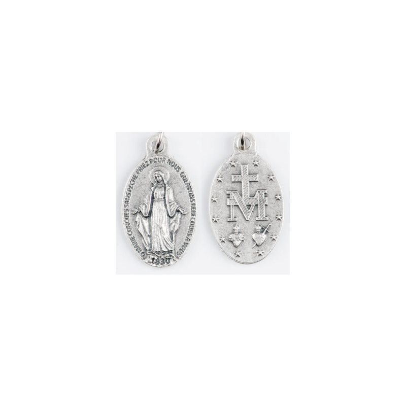 Silver Plated Miraculous Medal, 25 mm