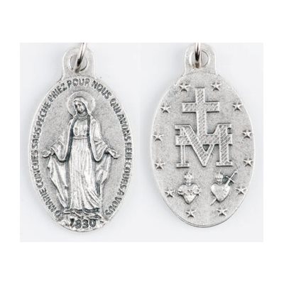 Silver Plated Miraculous Medal, 25 mm