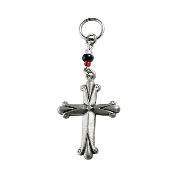 "Cross" Silver-Plated Key Ring Charm, 5 cm