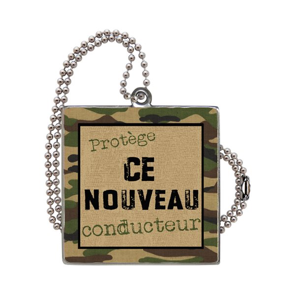 "Nouv. Cond." Camo Car Charm, metal, 2.4", F