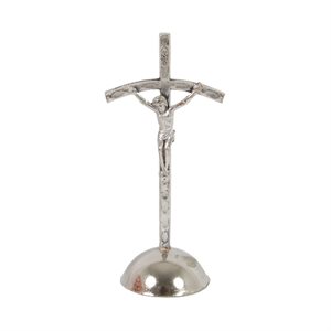 Crucifix pour auto, métal plaqué nickel, 6,4 cm