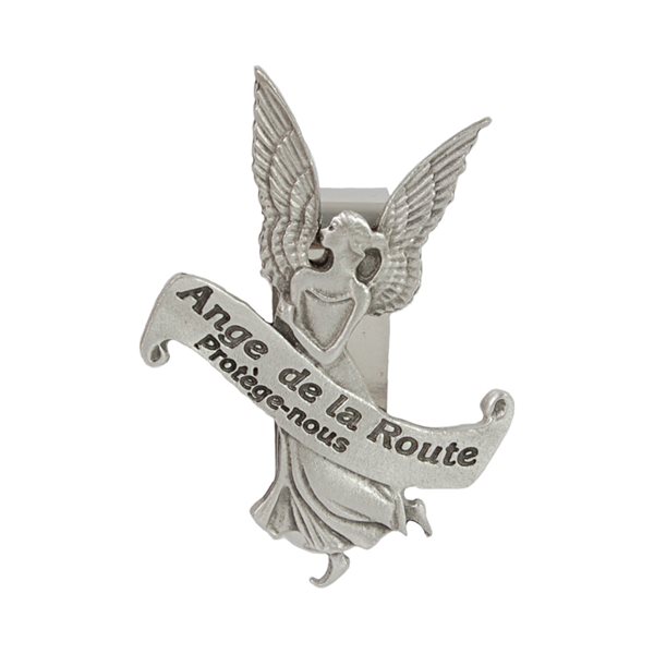 "Ange de la route" Pewter Sun Visor Clip, French