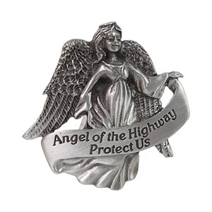 "Angel of the Highway" Pewter Sun Visor Clip, English