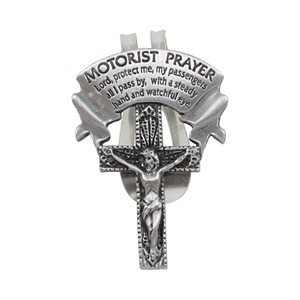 "Motorist Prayer" Pewter Sun Visor Clip, E