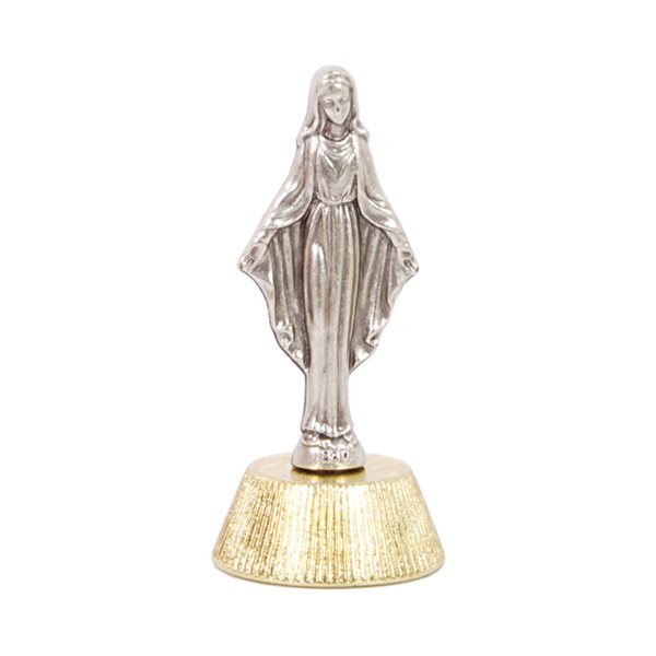 Statuette Immaculée pour auto, Plaque or et arg., 5 cm