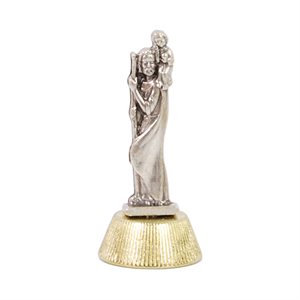 St. Christopher Car Statue, Gold & S-F, 2"