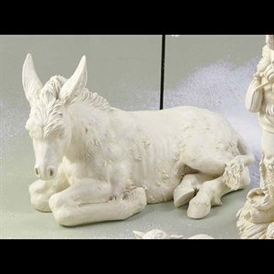 White Donkey Figure, 20" (51 cm) Wide, Resin