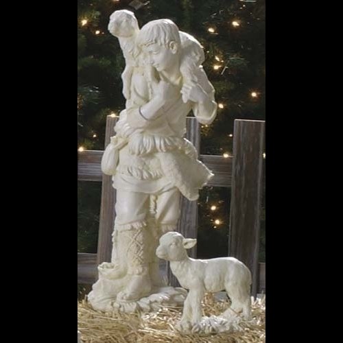 White Shepherd Figure 27" (68.6 cm) Ht. resin-stone