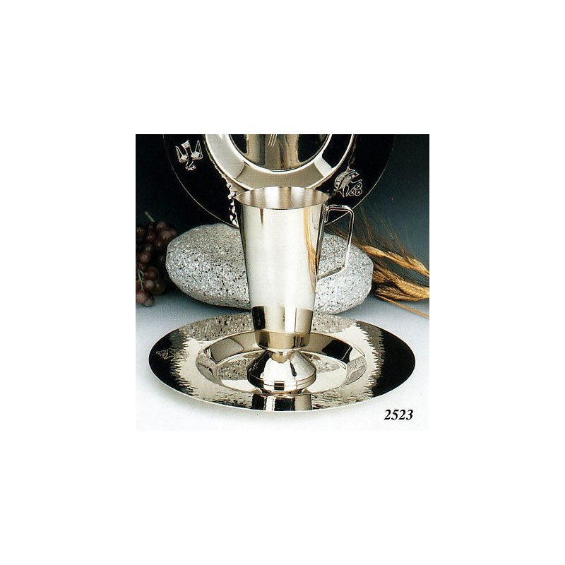 Nickelplated Ewer and Bassin, 10 5 / 8" (27 cm) D.